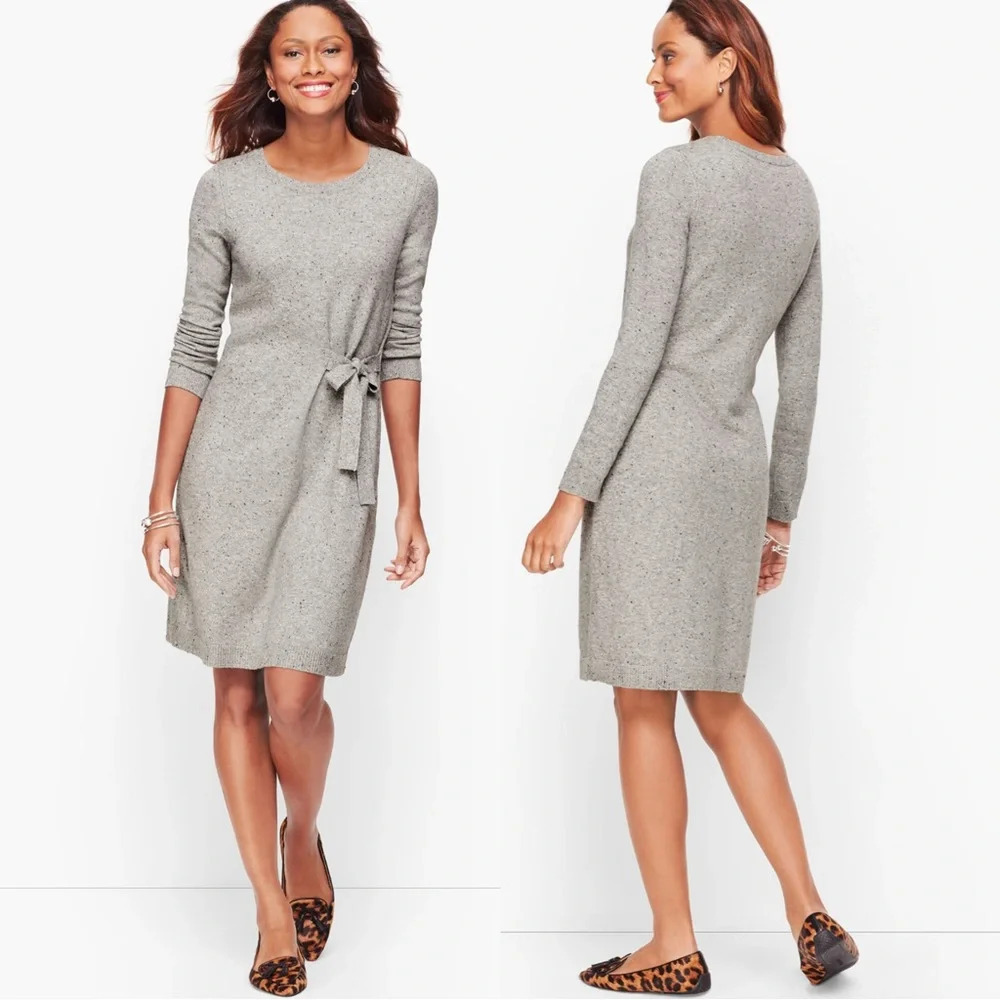 Talbots TWEED SIDE TIE SWEATER DRESS